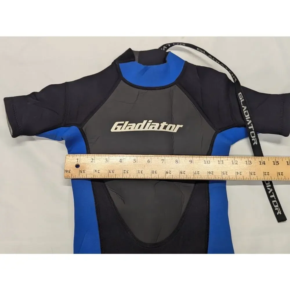 Gladiator Shorty Wetsuit Size 8 Kid's / Youth Black Blue Neoprene Springsuit